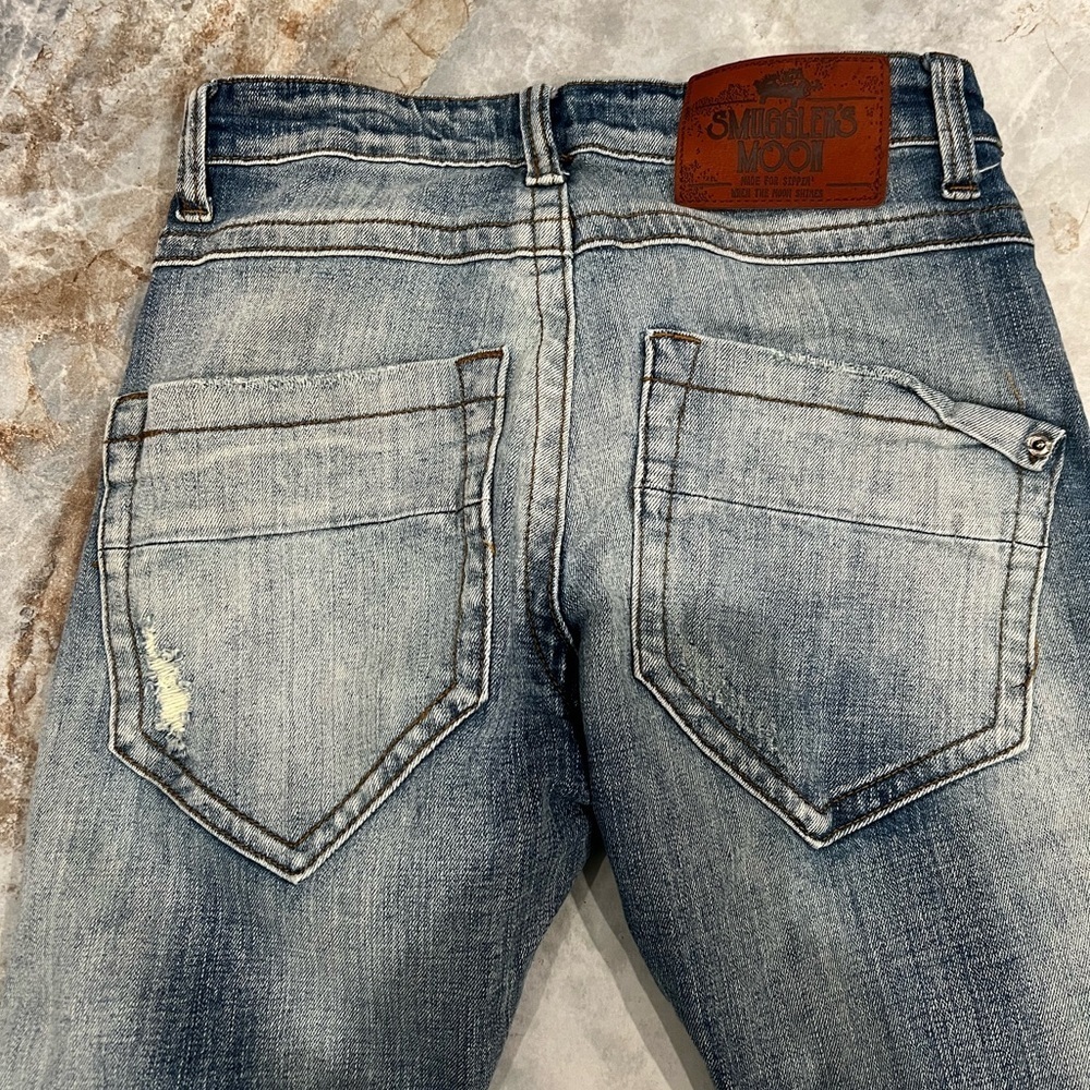 Smugglers Moon. Distressed Blue Skinny Jeans View 5
